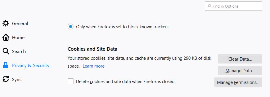 clear firefox cookies