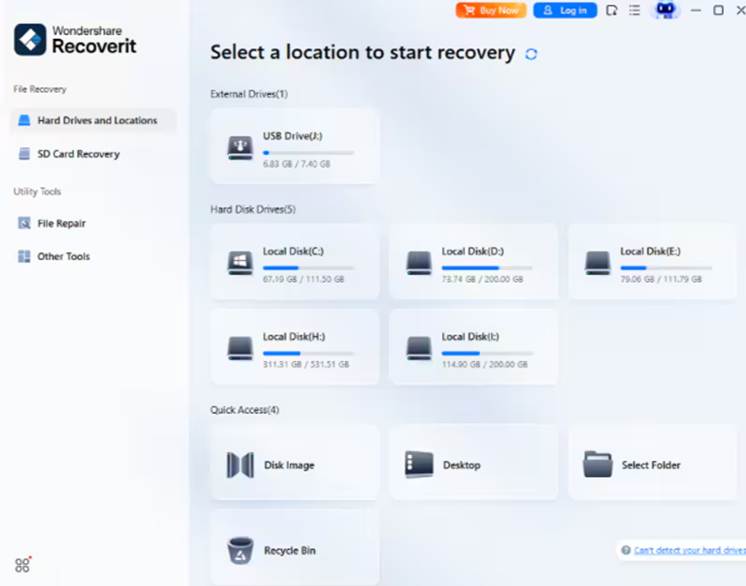 Select SD card in recovery software before scanning